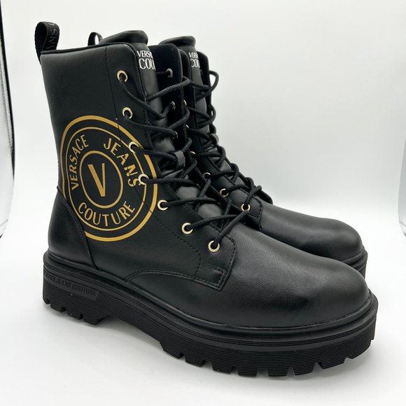 Versace Jeans Couture logo-print leather combat boots main image 6